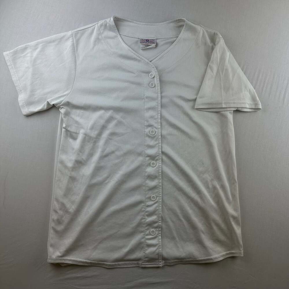 Teamwork Athletic Apparel Baseball Jersey White Mesh Button Down